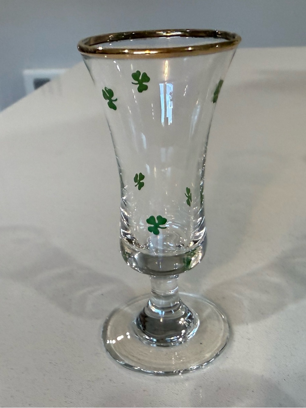 Gold Rim Shamrock Cordial Glasses - Set of 5